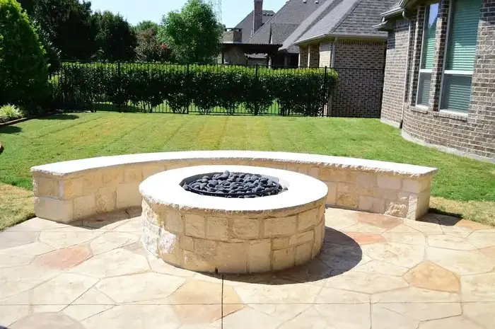 Buff Leuders Fire Pit with Matching Bench