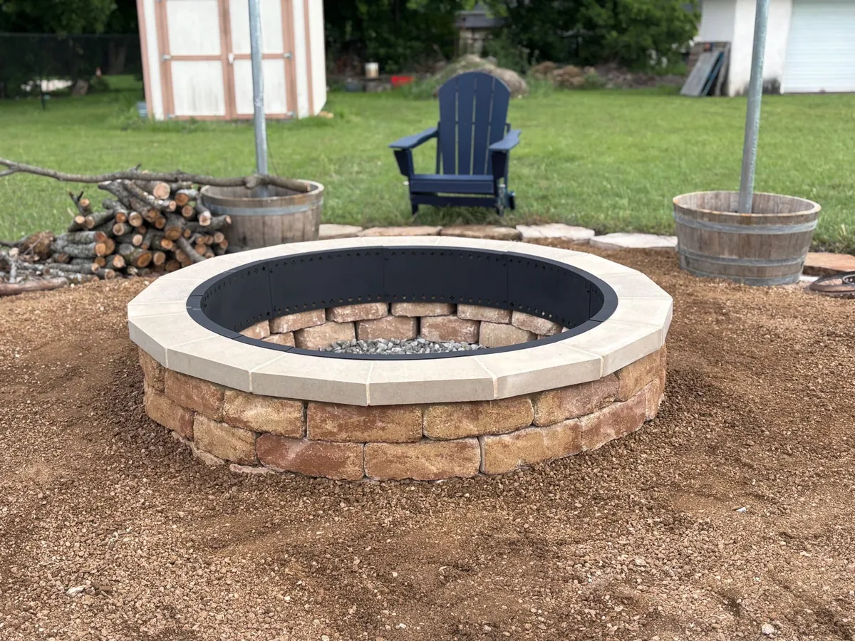 Round Fire Pit with Cast Stone Cap