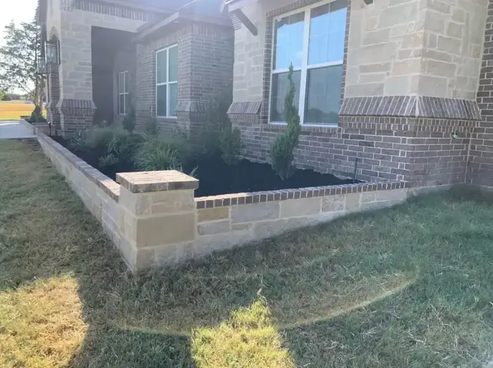 Stone & Brick Combination Wall - Aledo, TX