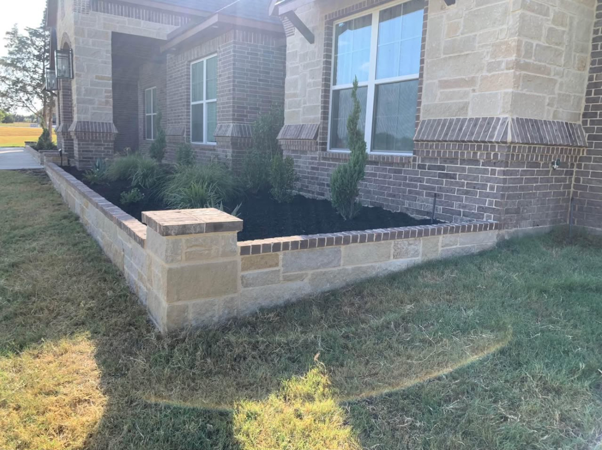 Stone & Brick Combination Wall - Aledo, TX