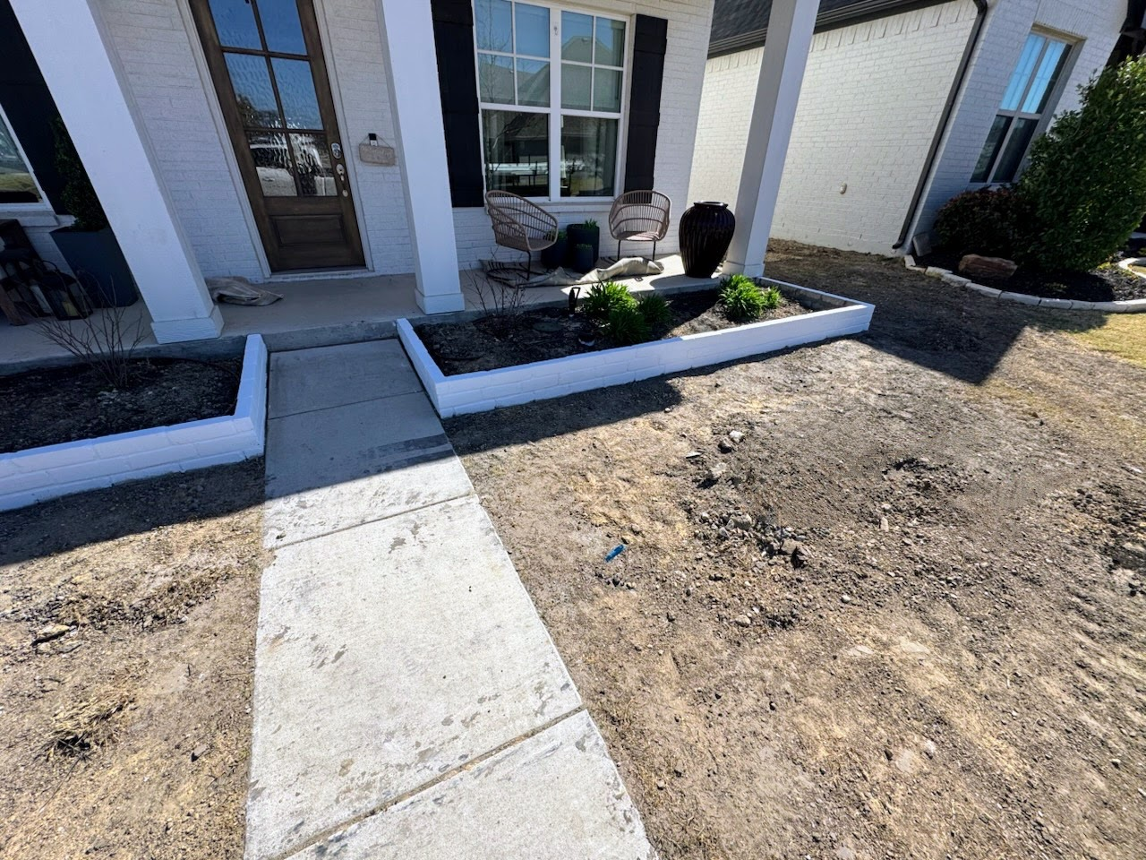 Modern White Brick Planter - Fort Worth, TX