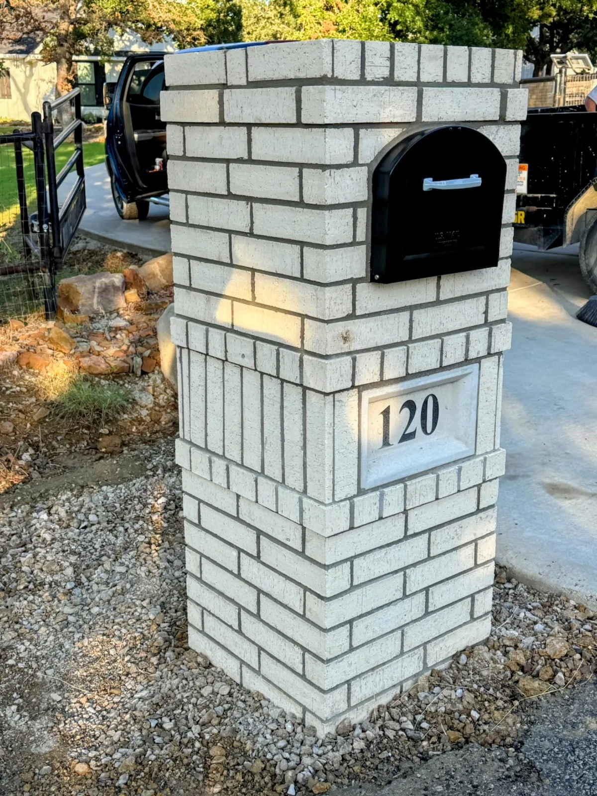 Gray Brick Mailbox by Parker County Masonry
