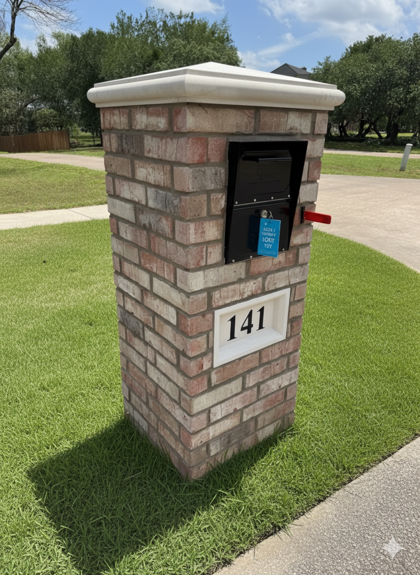141: Brick Mailbox with Pyramid Cap