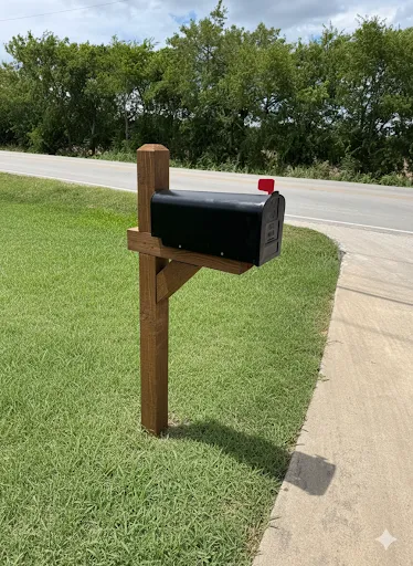 Cedar T Post Mailbox